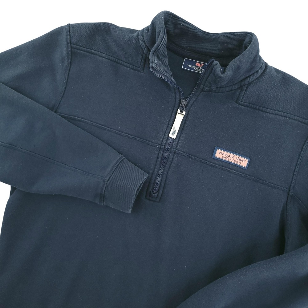 Vineyard Vines Sweatshirt Mens Small Blue 1/4 Zip Whale Logo Fleece Pullover